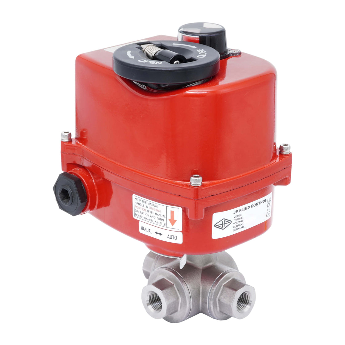 Rp 3/8'' T-Port 3-Way Stainless Steel Modulating Electric Ball Valve 24 V AC/DC