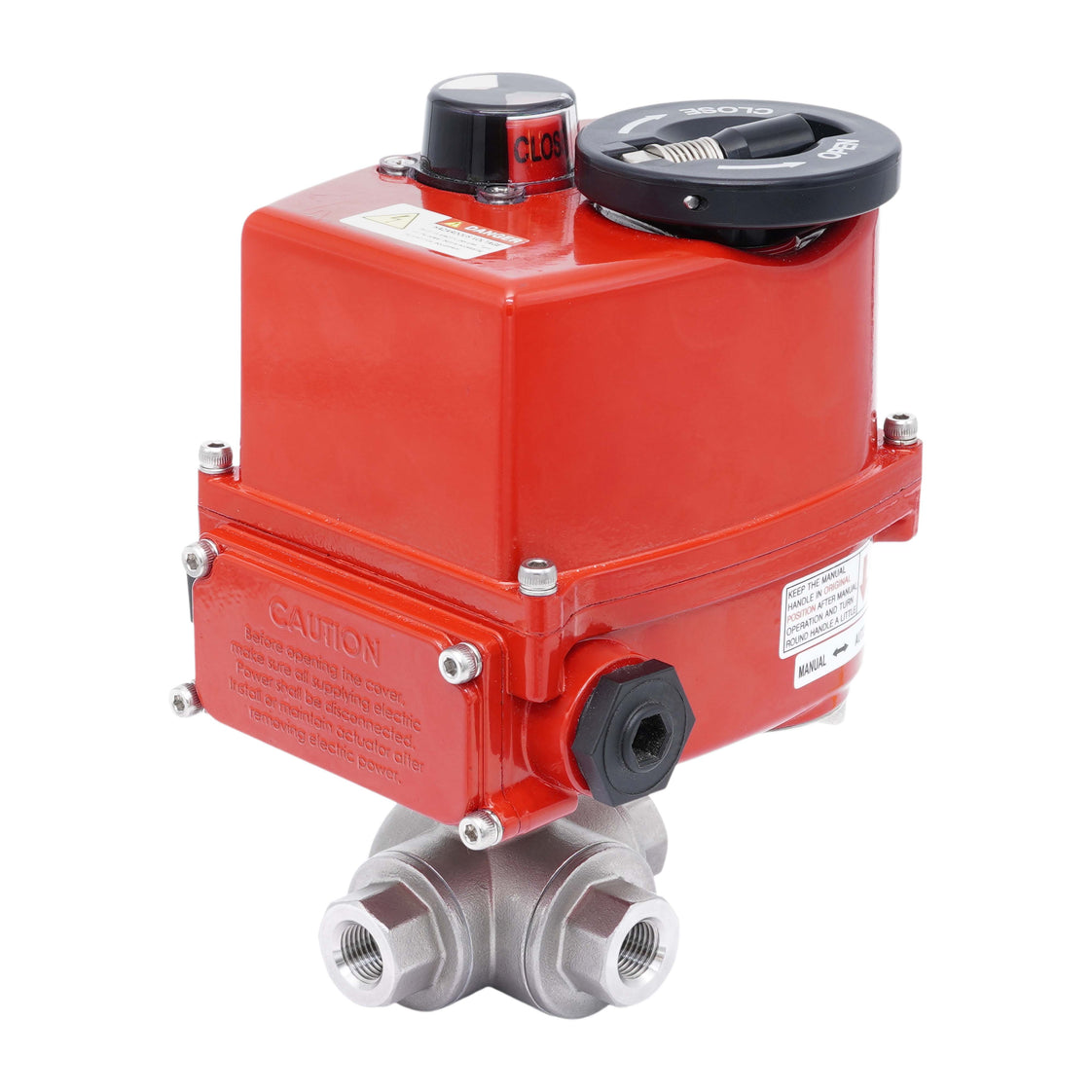 Rp 3/8'' T-Port 3-Way Stainless Steel Modulating Electric Ball Valve 24 V AC/DC