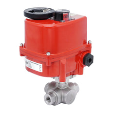 Rp 1/2'' L-Port 3-Way Stainless Steel Modulating Electric Ball Valve 24 V AC/DC