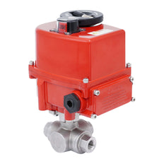 Rp 3/8'' T-Port 3-Way Stainless Steel Modulating Electric Ball Valve 24 V AC/DC