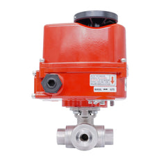 Rp 3/8'' T-Port 3-Way Stainless Steel Modulating Electric Ball Valve 24 V AC/DC