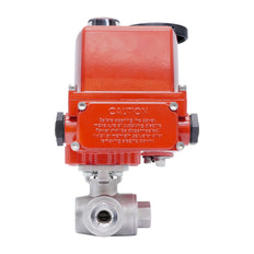 Rp 3/8'' T-Port 3-Way Stainless Steel Modulating Electric Ball Valve 24 V AC/DC