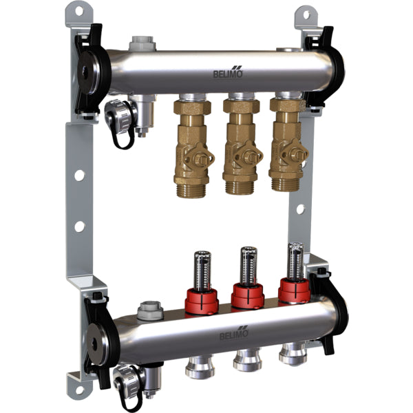 Belimo Manifold 3 x Zone Valves 24VAC/DC 75s 2/3-point 1Nm IP40 EM-ECQ-03F/CQ24A