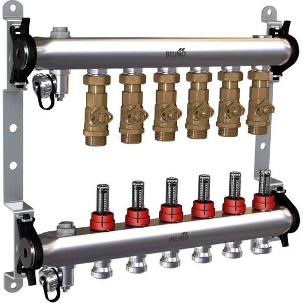 Belimo Manifold 6 x Zone Valves 24VAC/DC 75s 0-10V 1Nm IP40 Terminal EM-ECQ-06F/CQ24A-SZ-T