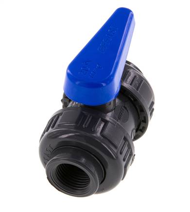 PVC 2-way Ball Valve True Union Rp 1/2'' EPDM