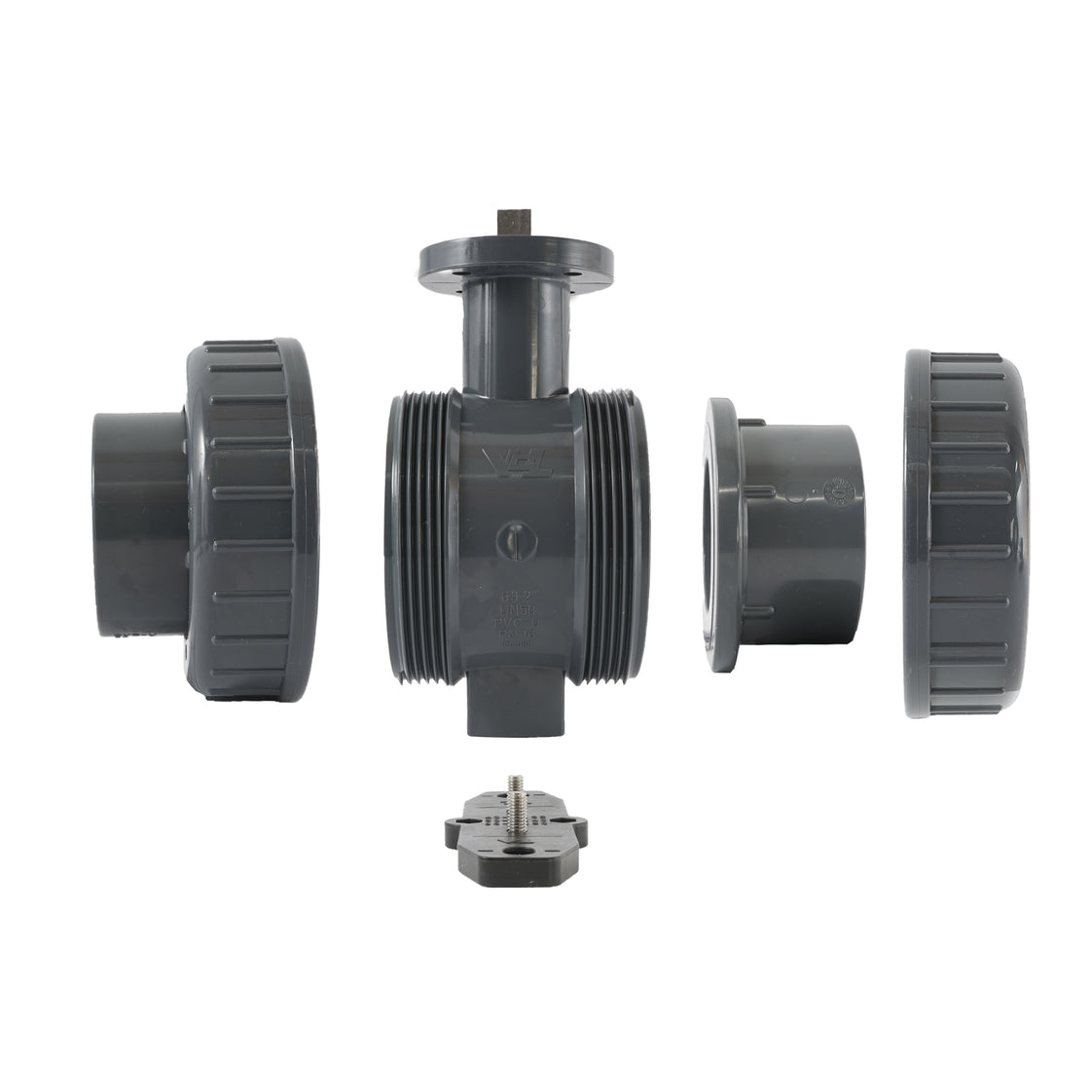 63mm 2-Way PVC Ball Valve ISO-Top Socket - 614 - VDL