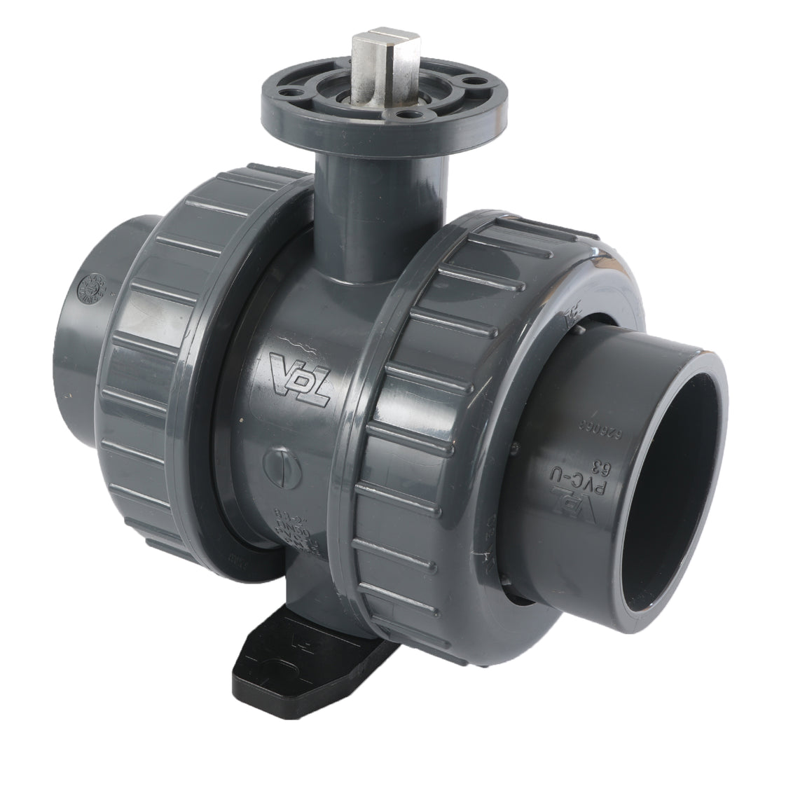 63mm 2-Way PVC Ball Valve ISO-Top Socket - 614 - VDL