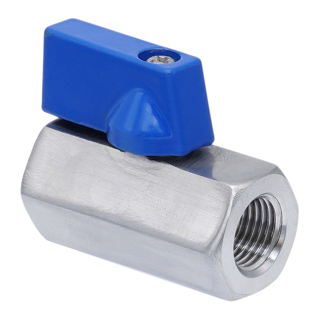G 3/8'' F/F 2-Way Stainless Steel Mini Ball Valve 69 bar PTFE - TamesonPRO 1113-038-F
