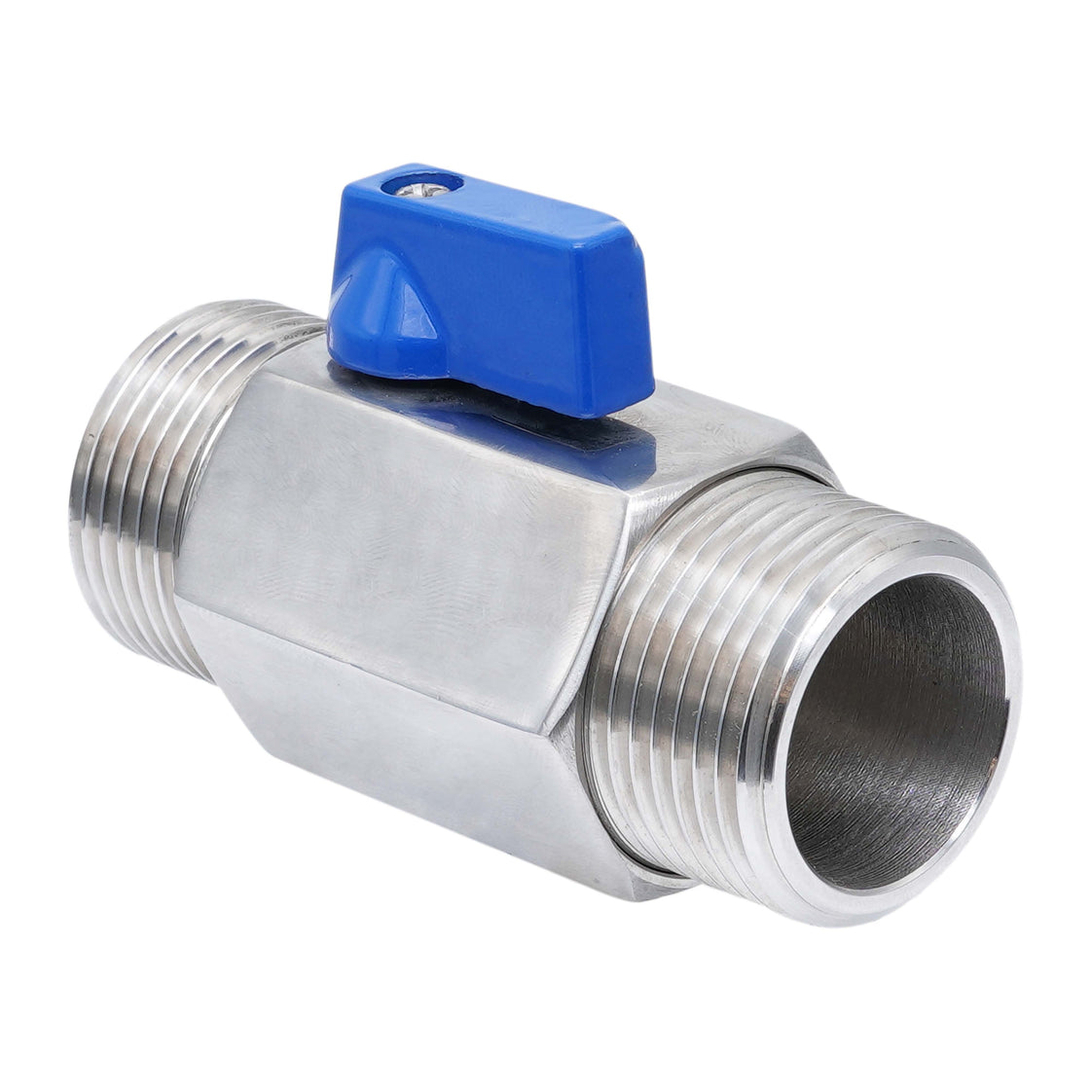 G 1/4'' M/M 2-Way Stainless Steel Mini Ball Valve 69 bar PTFE - TamesonPRO 1113-014-M