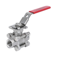 Rp 1/4'' 3-Piece 2-Way Stainless Steel Ball Valve 69 bar RTFE ISO-Top F03/F04 - TamesonPRO 1121-014