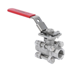 Rp 3/8'' 3-Piece 2-Way Stainless Steel Ball Valve 69 bar RTFE ISO-Top F03/F04 - TamesonPRO 1121-038