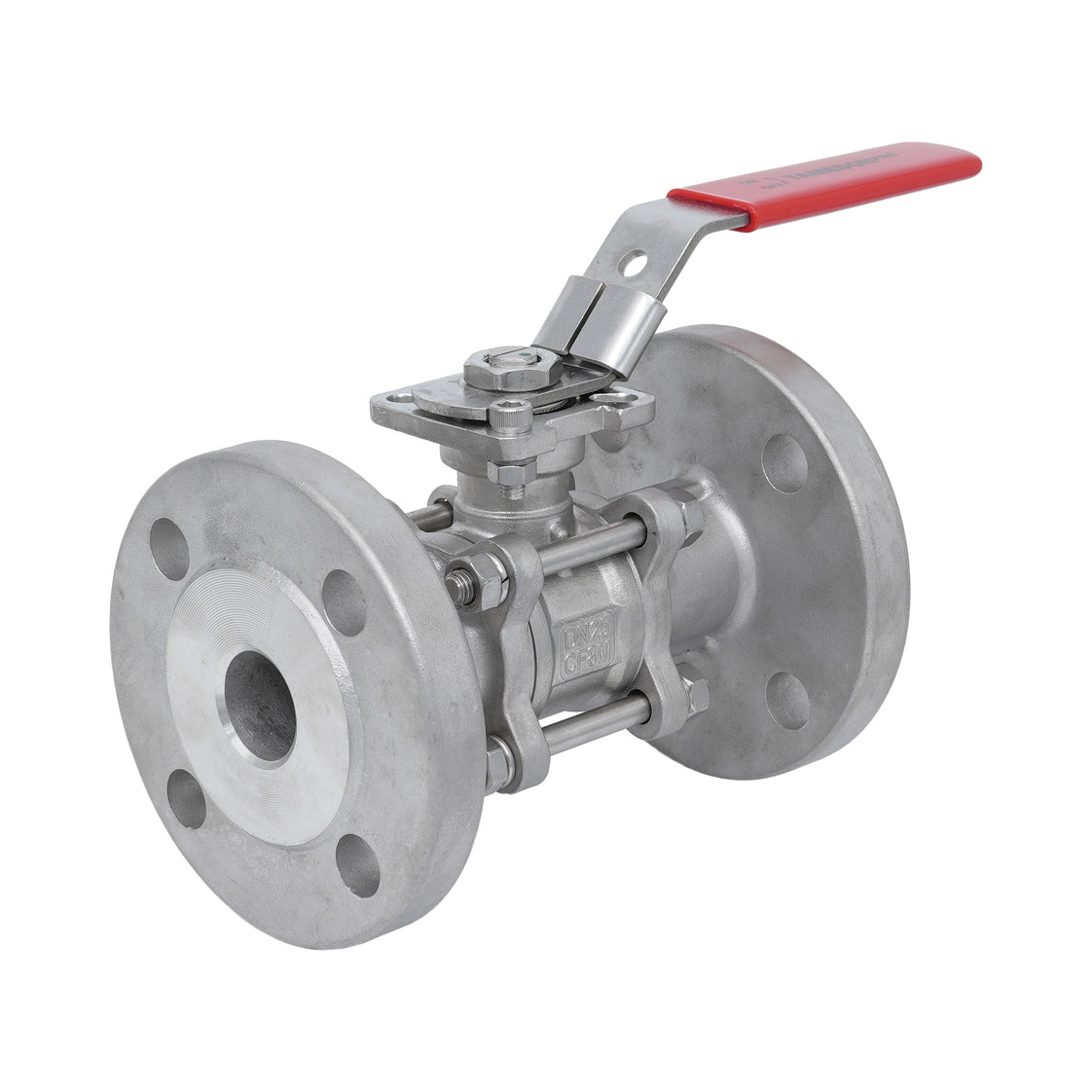 DN15 PN40 3-Piece 2-Way Stainless Steel Flanged Ball Valve PTFE ISO-Top F03/F04 - TamesonPRO 1124-015