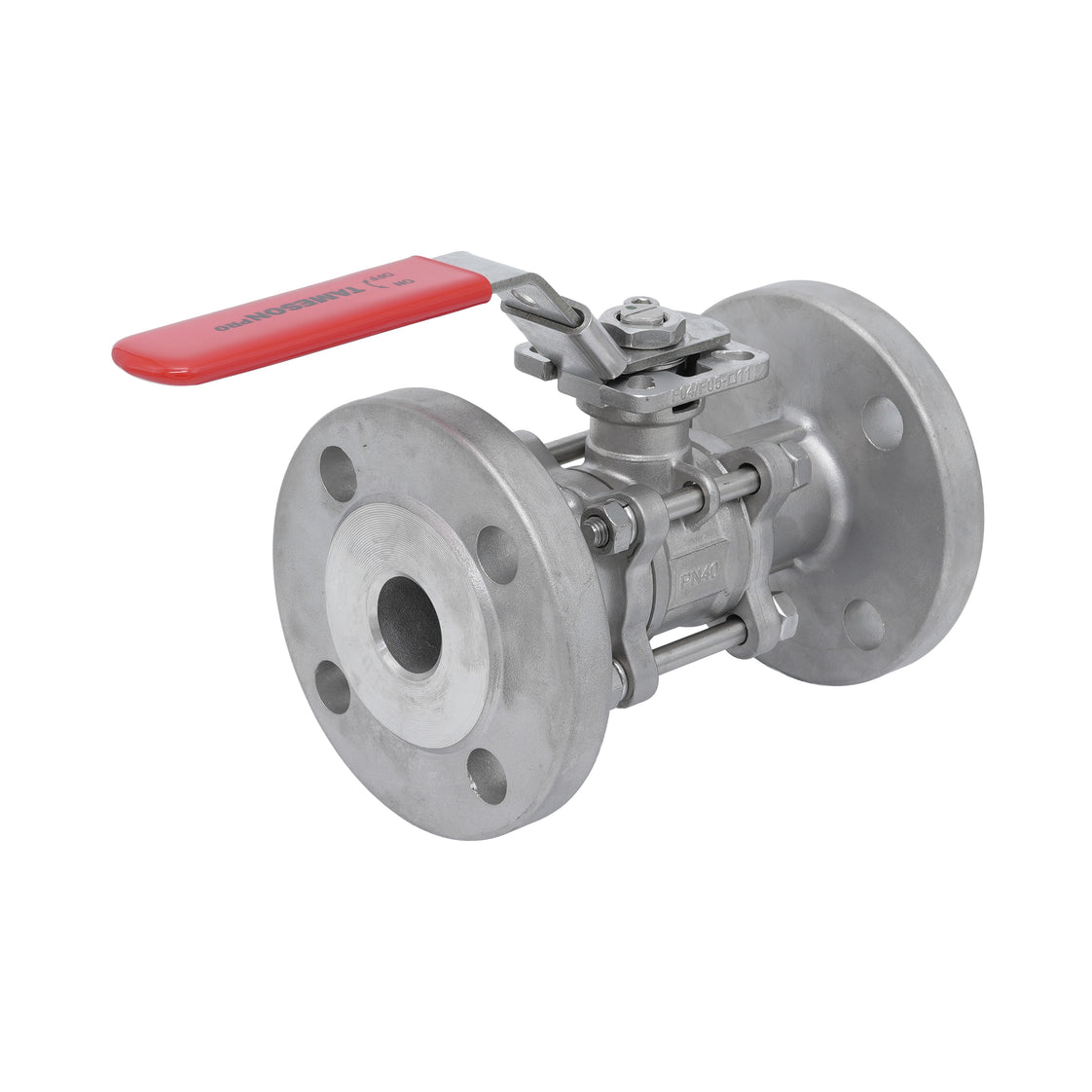 DN25 PN40 3-Piece 2-Way Stainless Steel Flanged Ball Valve PTFE ISO-Top F04/F05 - TamesonPRO 1124-025