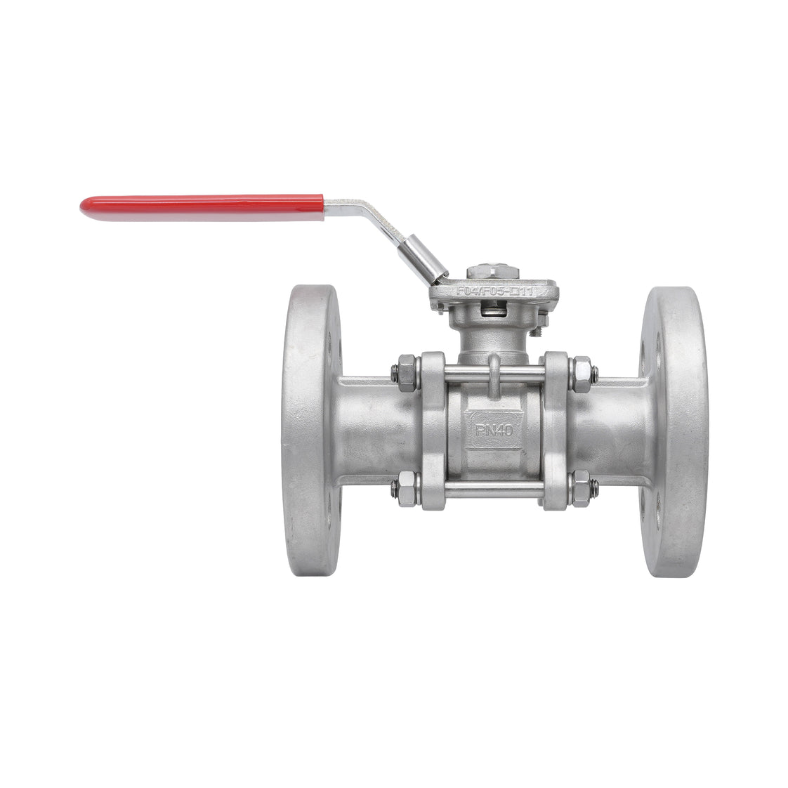 DN20 PN40 3-Piece 2-Way Stainless Steel Flanged Ball Valve PTFE ISO-Top F03/F04 - TamesonPRO 1124-020