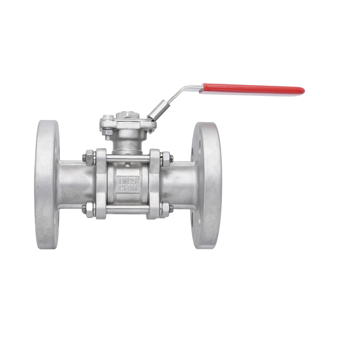 DN25 PN40 3-Piece 2-Way Stainless Steel Flanged Ball Valve PTFE ISO-Top F04/F05 - TamesonPRO 1124-025