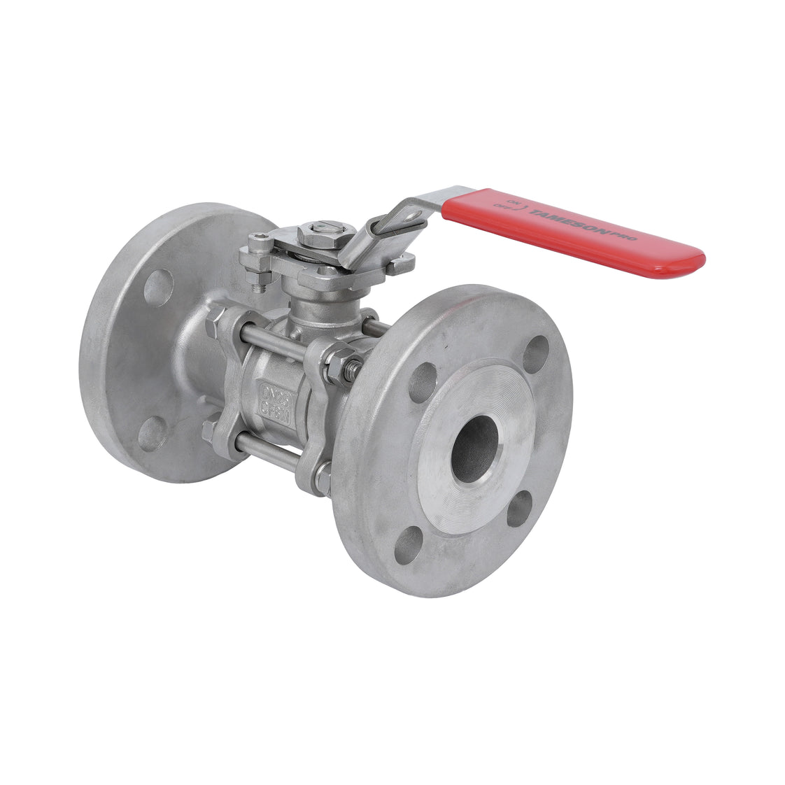 DN15 PN40 3-Piece 2-Way Stainless Steel Flanged Ball Valve PTFE ISO-Top F03/F04 - TamesonPRO 1124-015