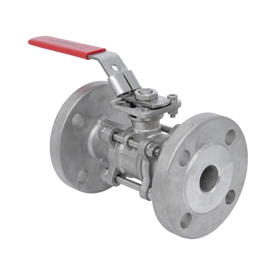 DN15 PN40 3-Piece 2-Way Stainless Steel Flanged Ball Valve PTFE ISO-Top F03/F04 - TamesonPRO 1124-015
