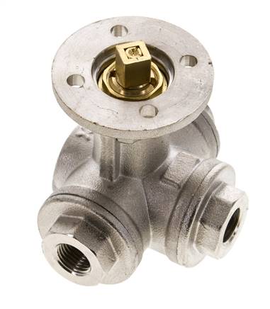 G1/4'' 3-Way L-port Ball Valve Brass ISO-Top 40bar - BL3BAL