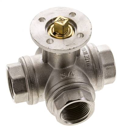 G3/4'' 3-Way T-port Ball Valve Brass ISO-Top 40bar - BL3BAT