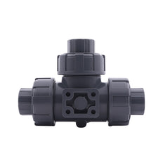 75mm Solvent Socket 3-Way PVC Ball Valve T-Bore ISO-Top F05 10 bar PTFE/EPDM