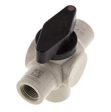 PP 3-way Ball Valve G 1/4'' FKM Vacuum