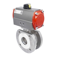 DN20 PN40 1-Piece 2-Way Pneumatic Stainless Steel Flanged Ball Valve Spring-open