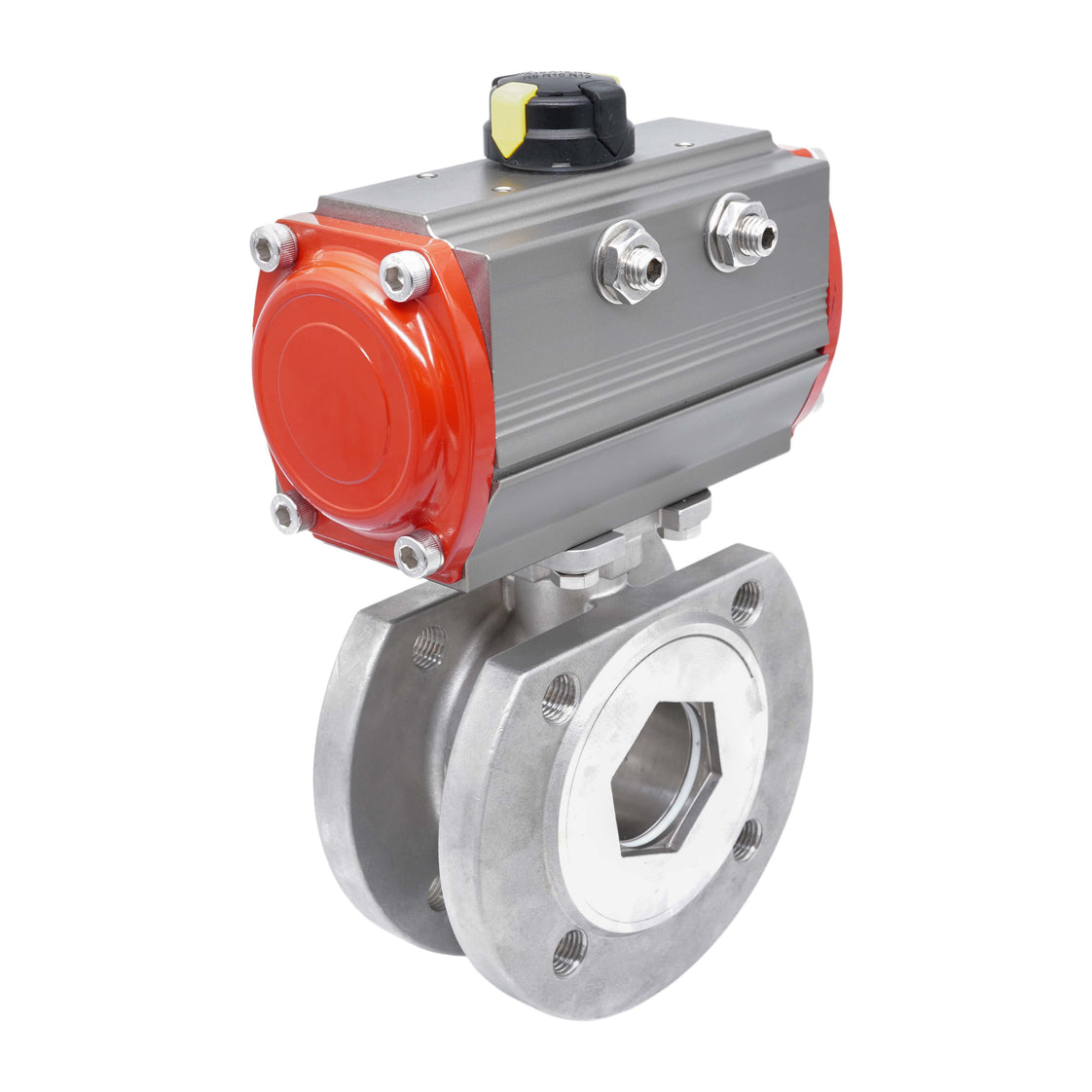 DN20 PN40 1-Piece 2-Way Pneumatic Stainless Steel Flanged Ball Valve Spring-open