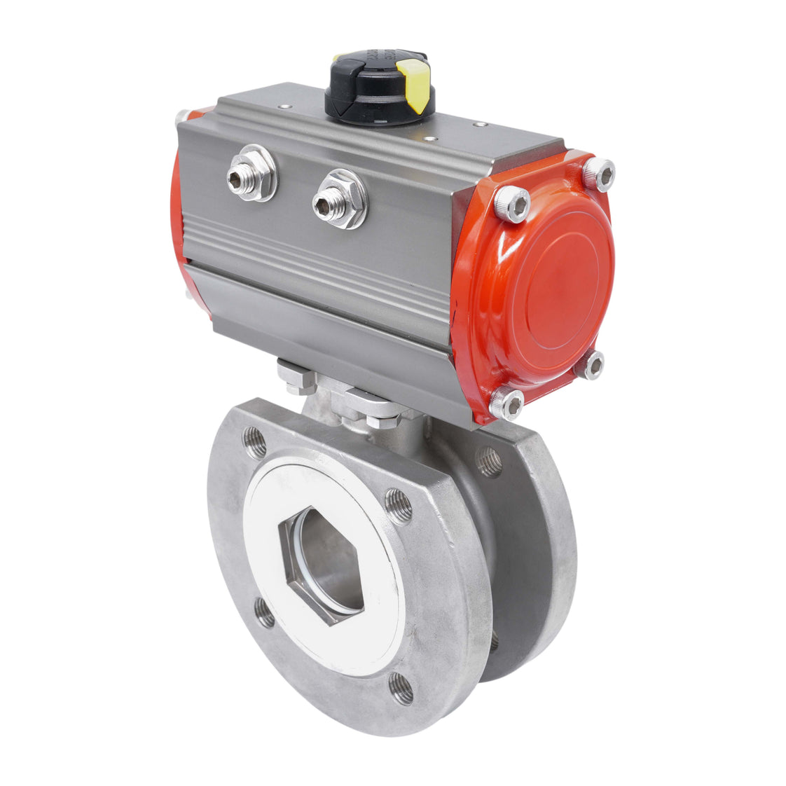 DN15 PN40 1-Piece 2-Way Pneumatic Stainless Steel Flanged Ball Valve Double-acting