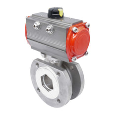 DN15 PN40 1-Piece 2-Way Pneumatic Stainless Steel Flanged Ball Valve Spring-open