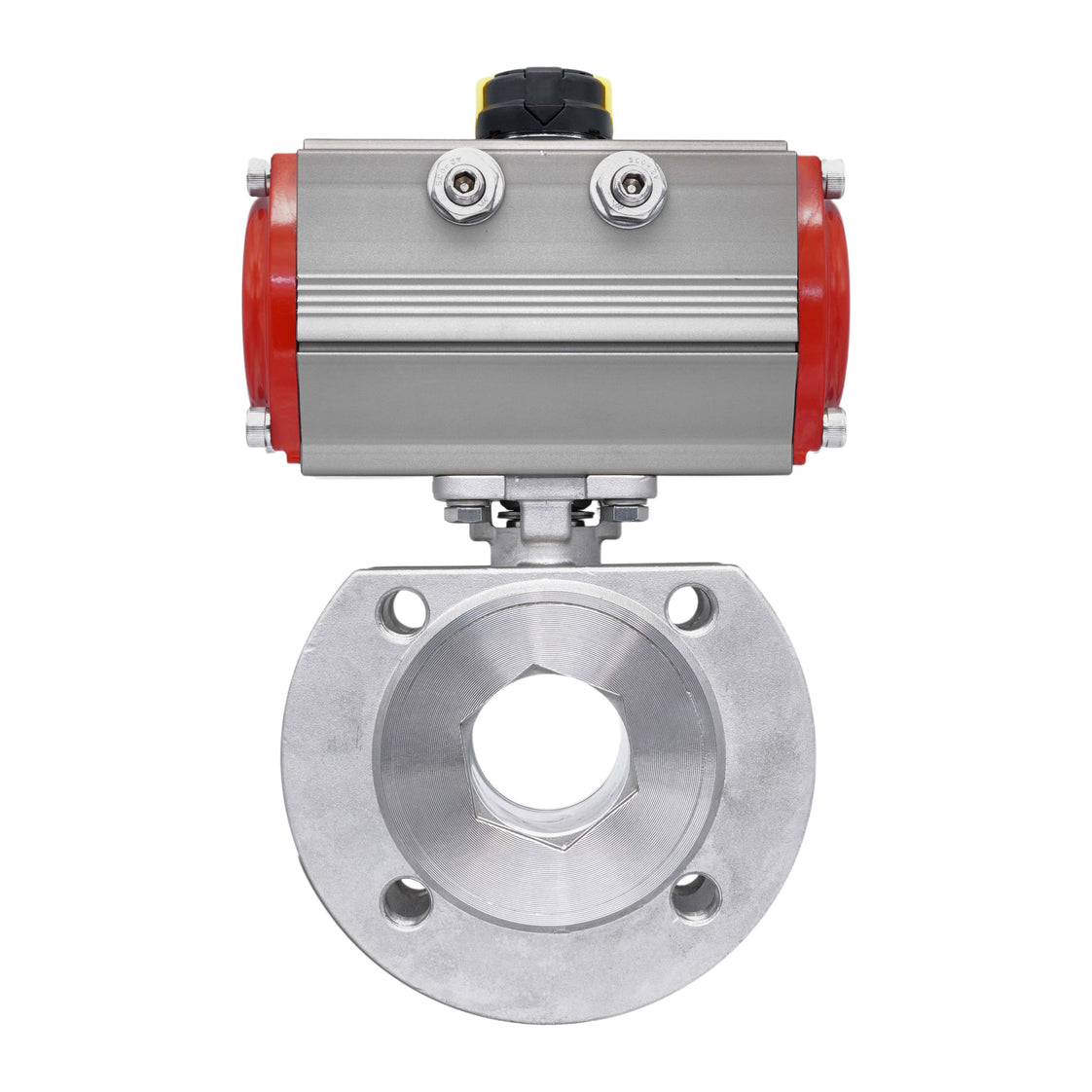 DN20 PN40 1-Piece 2-Way Pneumatic Stainless Steel Flanged Ball Valve Spring-closed