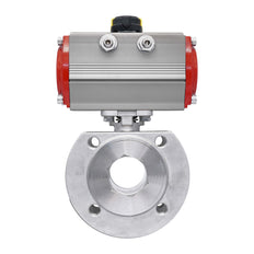 DN15 PN40 1-Piece 2-Way Pneumatic Stainless Steel Flanged Ball Valve Spring-closed