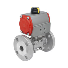DN25 PN40 3-Piece 2-Way Pneumatic Stainless Steel Flanged Ball Valve Spring-closed