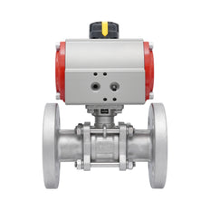 DN15 PN40 3-Piece 2-Way Pneumatic Stainless Steel Flanged Ball Valve Double-acting