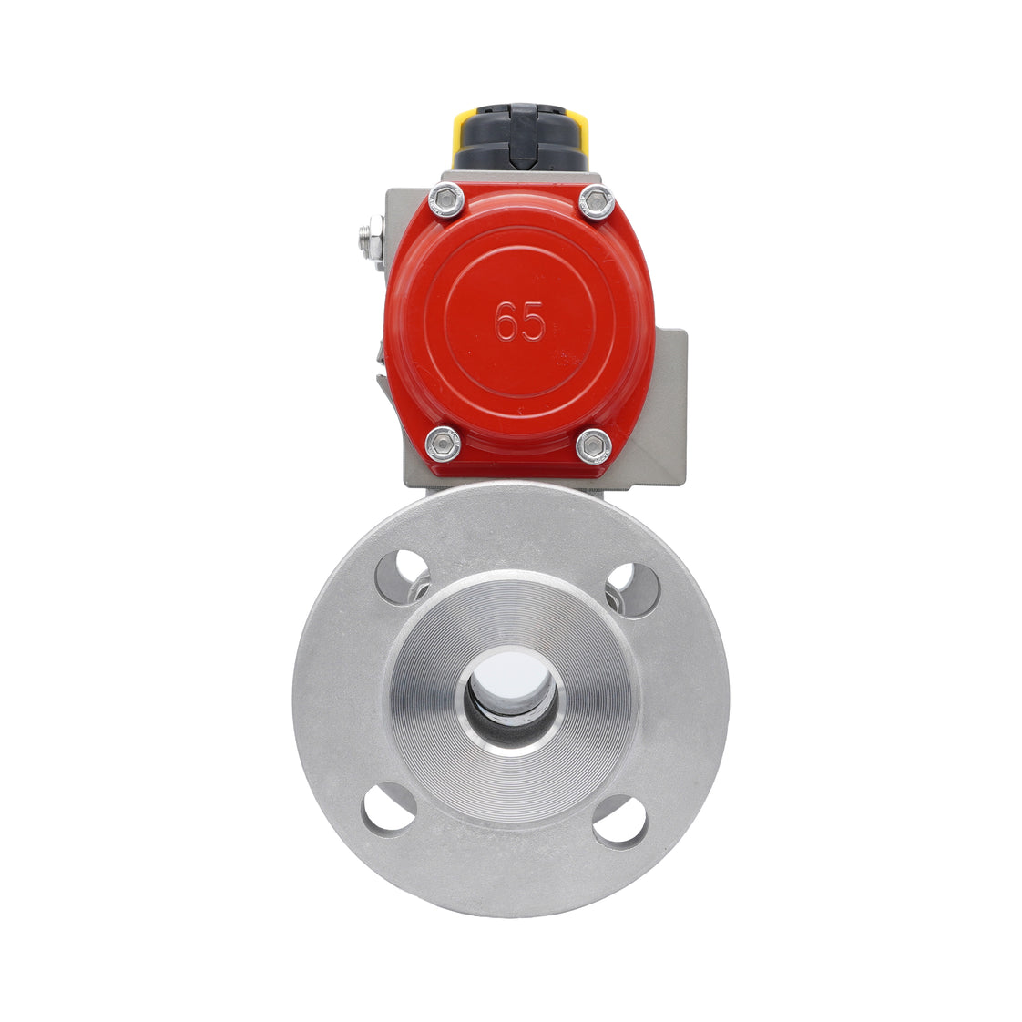 DN15 PN40 3-Piece 2-Way Pneumatic Stainless Steel Flanged Ball Valve Double-acting