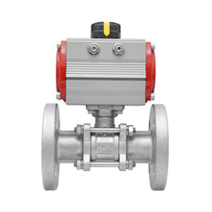 DN15 PN40 3-Piece 2-Way Pneumatic Stainless Steel Flanged Ball Valve Double-acting