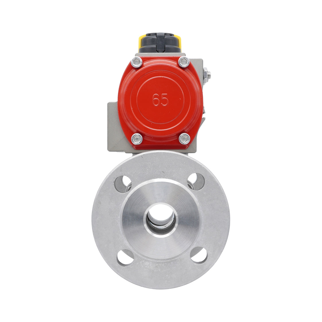DN15 PN40 3-Piece 2-Way Pneumatic Stainless Steel Flanged Ball Valve Spring-closed