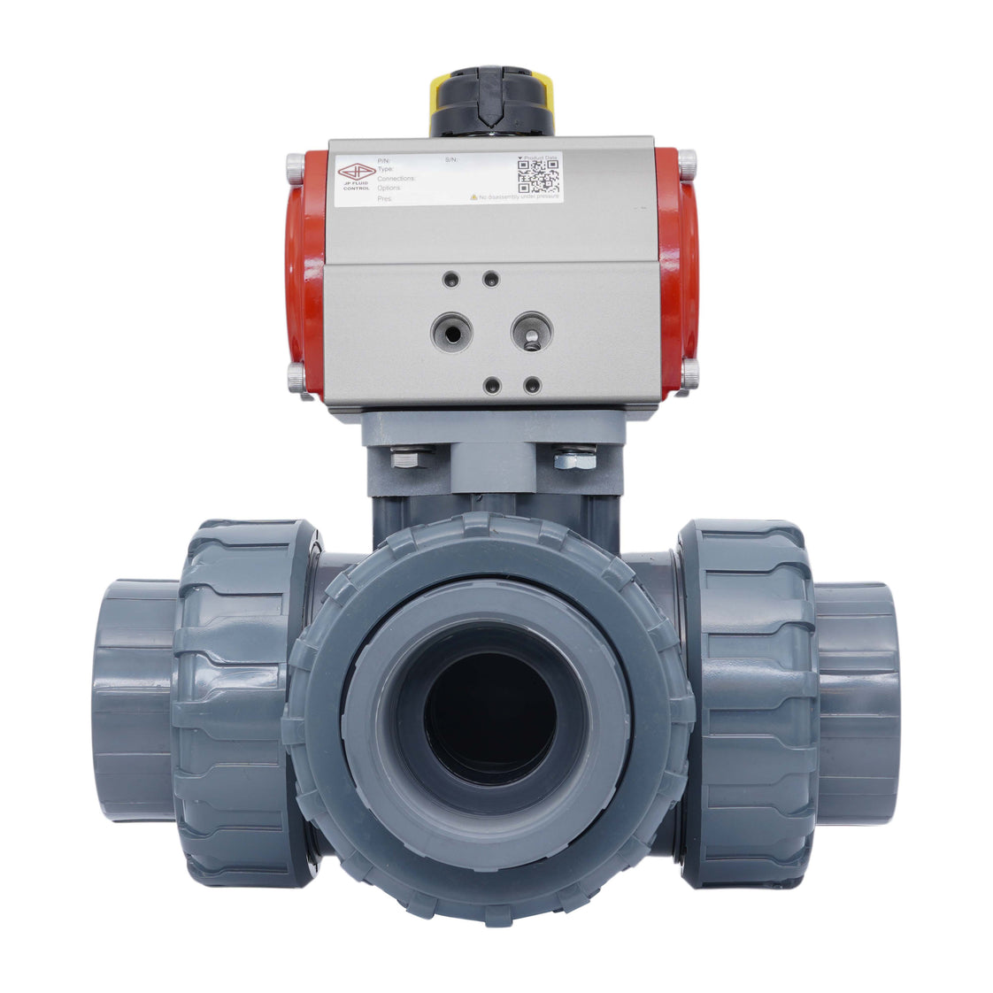 3-Way Pneumatic Ball Valve G2'' L-bore PVC Spring Opening