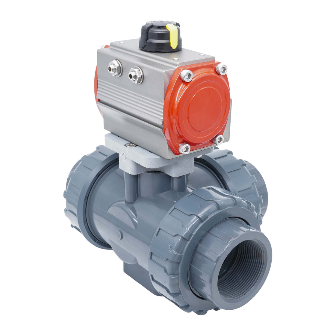 3-Way Pneumatic Ball Valve G2'' T-bore PVC Double Acting