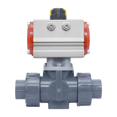 3-Way Pneumatic Ball Valve 32 mm T-bore PVC Spring Closing