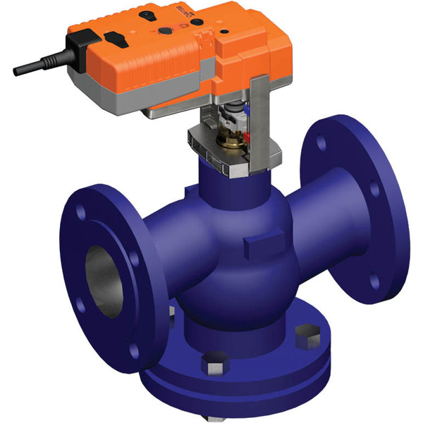 Belimo Globe Valve DN80 Flange 18mm Stroke Kvs90 100-240VAC Fail-Safe 150s 3-point 1000N IP54 H679N/NVK230A-3