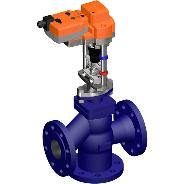Belimo 3-Way Globe Valve DN100 Flange 30mm Stroke Kvs100 24VAC/DC Fail-Safe 150s 2-10V 2000N IP54 H7100X160-S4/AVK24A-SR-TPC