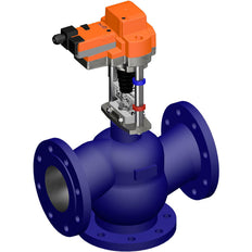 Belimo 3-Way Globe Valve DN100 Flange 30mm Stroke Kvs145 24VAC/DC 150s 2/3-point 2500N IP54 H7100R/EV24A-TPC