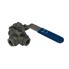 145T - G3/4'' 3-Way (T) Ball Valve Stainless Steel F/F/F ISO-Top
