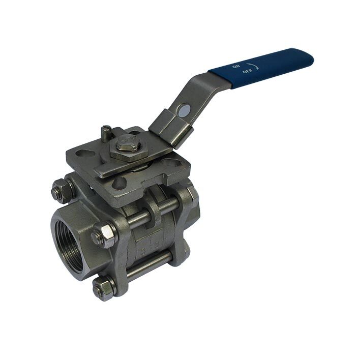 665 - G1/2'' 2-Way Ball Valve 3-Piece Stainless Steel Full Bore ISO-Top
