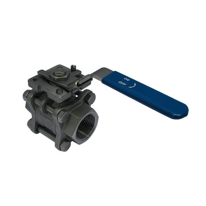 665 - G1-1/2'' 2-Way Ball Valve 3-Piece Stainless Steel Full Bore ISO-Top