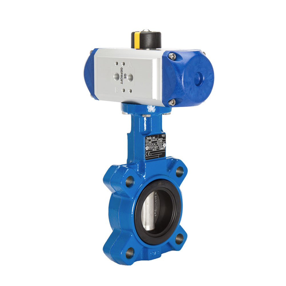 DN100 (4 inch) Lug Pneumatic Butterfly Valve GGG40-Stainless Steel-EPDM Double Acting - BFLL