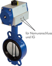 DN65 (2-1/2 inch) Wafer Pneumatic Butterfly Valve GG25-GGG40 polyamide-coated-EPDM Spring Closed - BFLW