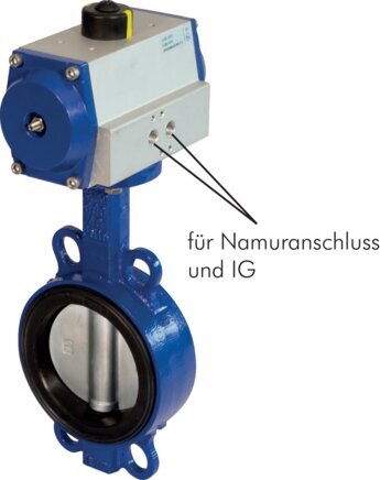 DN65 (2-1/2 inch) Wafer Pneumatic Butterfly Valve GG25-Stainless Steel-EPDM Spring Closed - BFLW