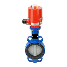 DN65 (2-1/2 inch) 12VAC Wafer Electric Butterfly Valve GGG40-Stainless Steel-FKM - BFLW