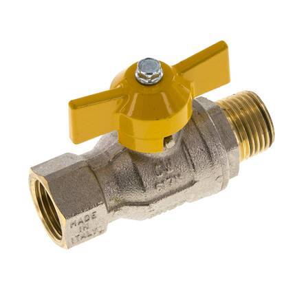 Male To Female R/Rp 1/2 inch Gas 2-Way Butterfly handle Brass Ball Valve